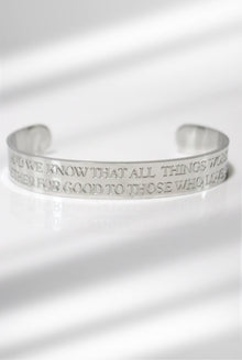 12mm Romans 8:28 Stainless Steel Bangle - A Meaningful Mood