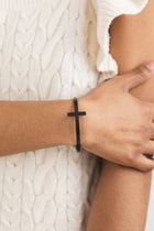 So Sleek Black Unisex Cross Bracelet