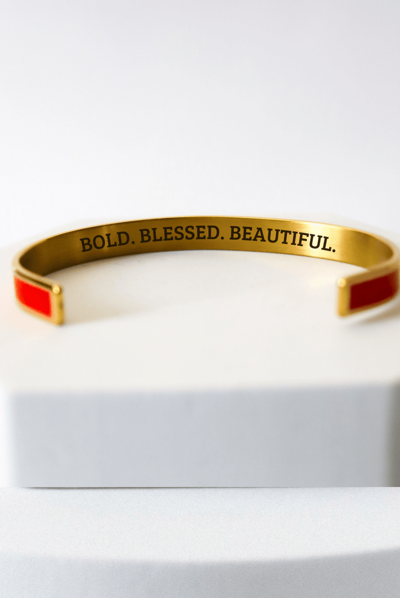 Bold Blessed Beautiful 4pc Enamel Bangle Set - A Meaningful Mood