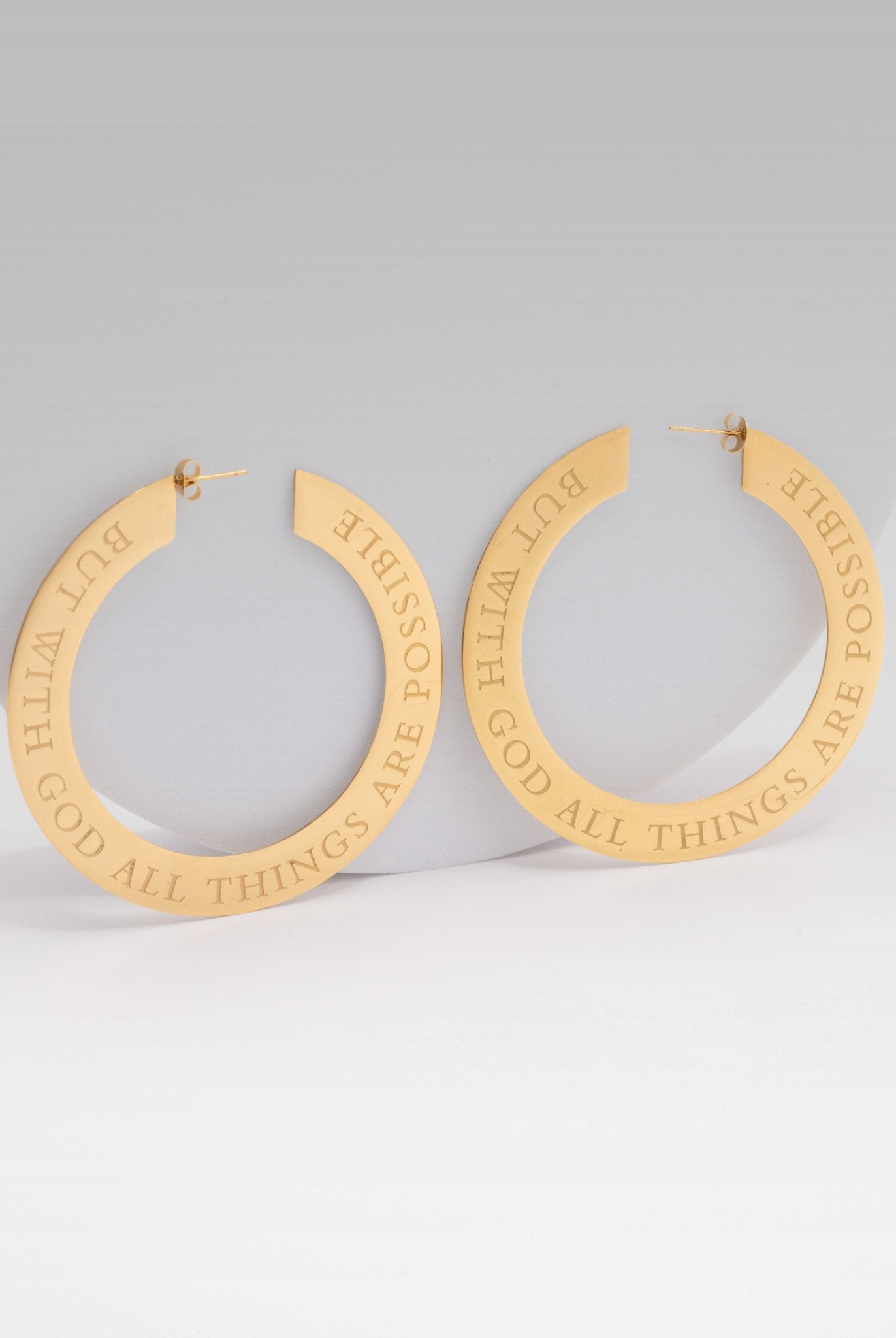 But With God...Large 18k Gold Plated Statement Hoops - A Meaningful Mood