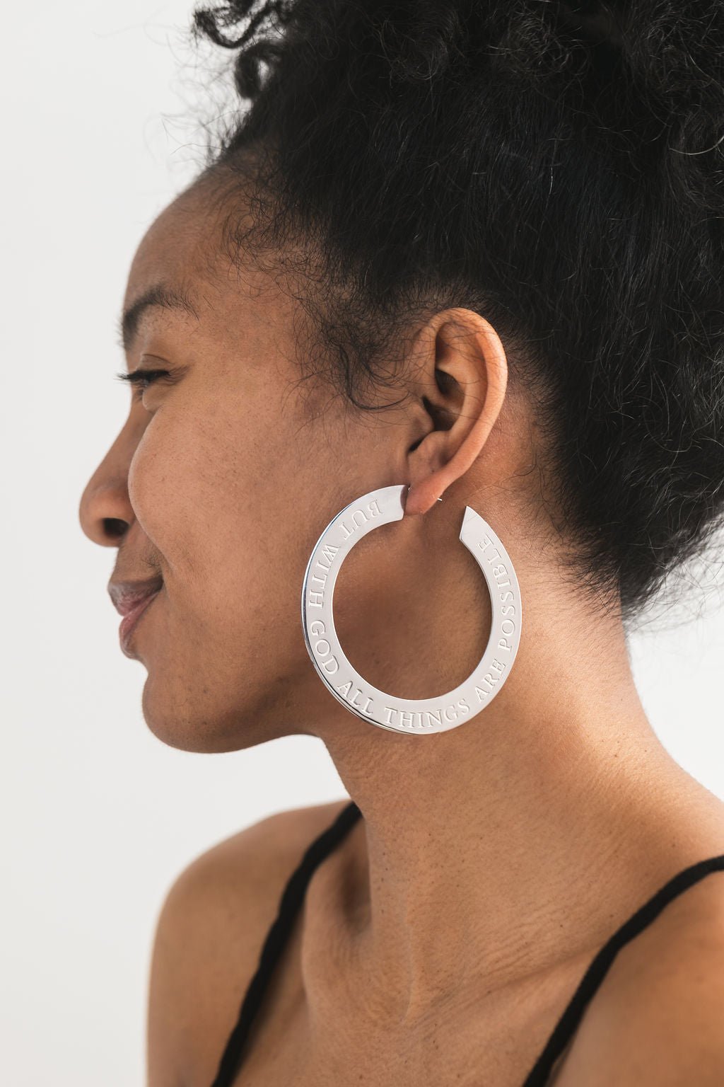 But With God...Large Stainless Steel Statement Hoops - A Meaningful Mood