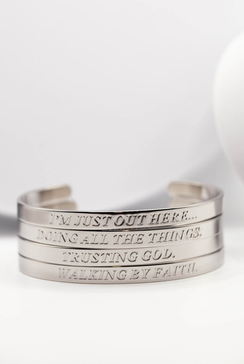 Faith Reflections 4pc 6mm Stainless Steel Bangle Set - A Meaningful Mood