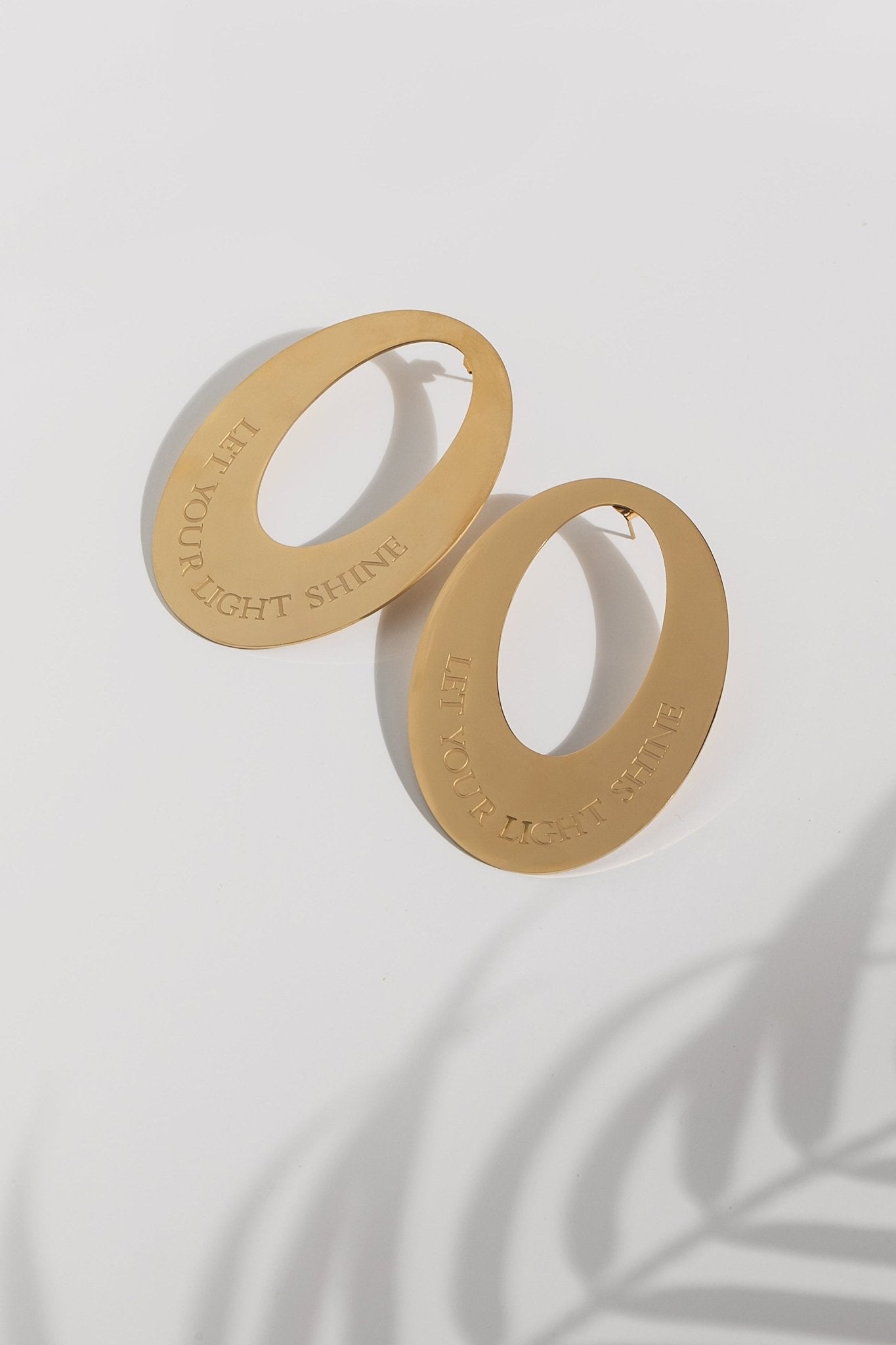 Let Your Light Shine 18k Gold Plated Engraved Earrings - A Meaningful Mood