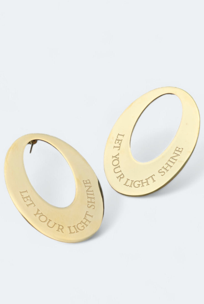 Let Your Light Shine 18k Gold Plated Engraved Earrings - A Meaningful Mood