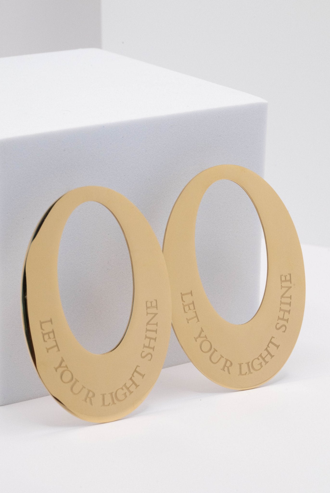 Let Your Light Shine 18k Gold Plated Engraved Earrings - A Meaningful Mood