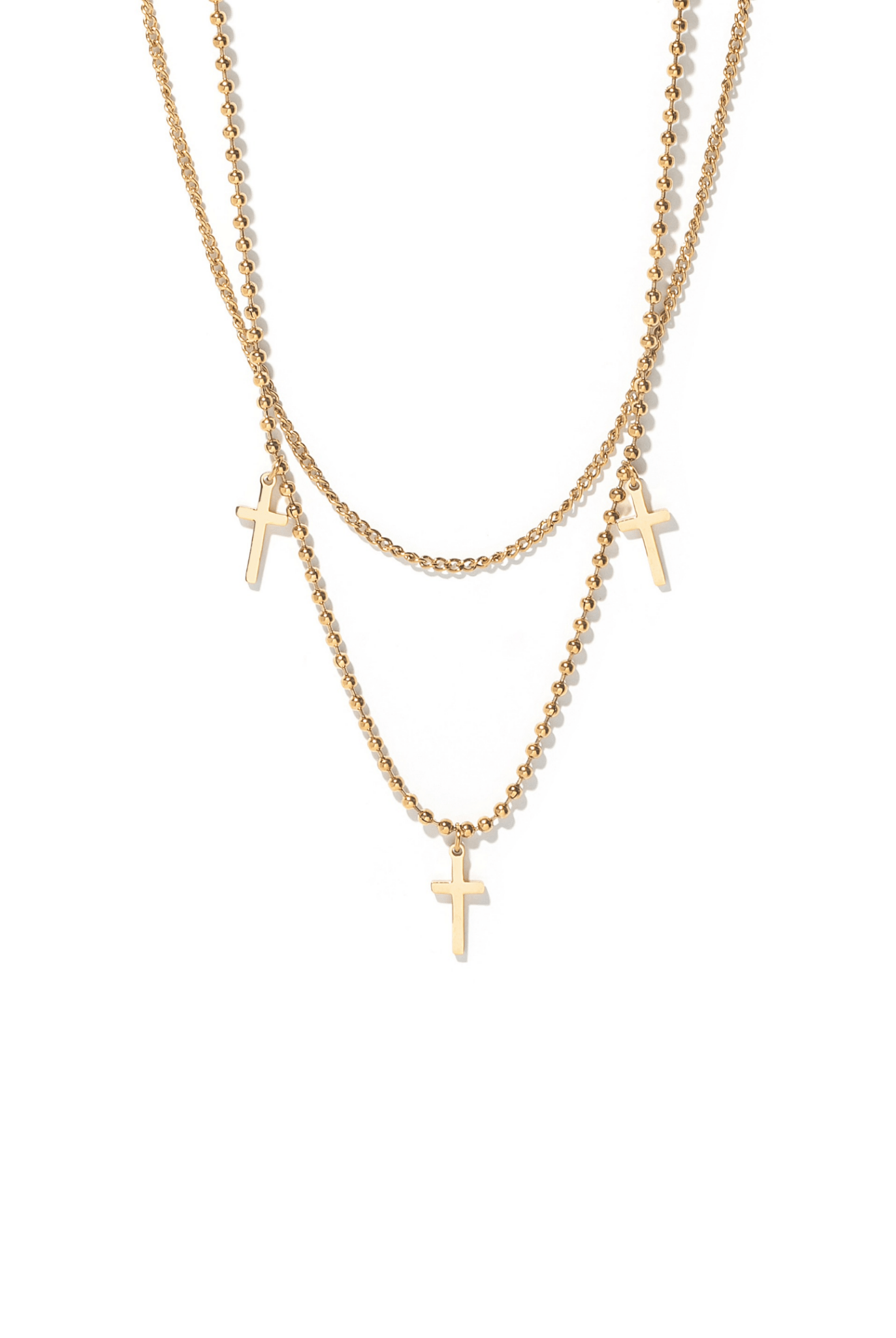 So Chic Cross Layered Necklace 18k Gold - Plated - A Meaningful Mood