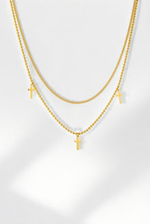 So Chic Layered 18k Gold - Plated Cross Necklace - A Meaningful Mood