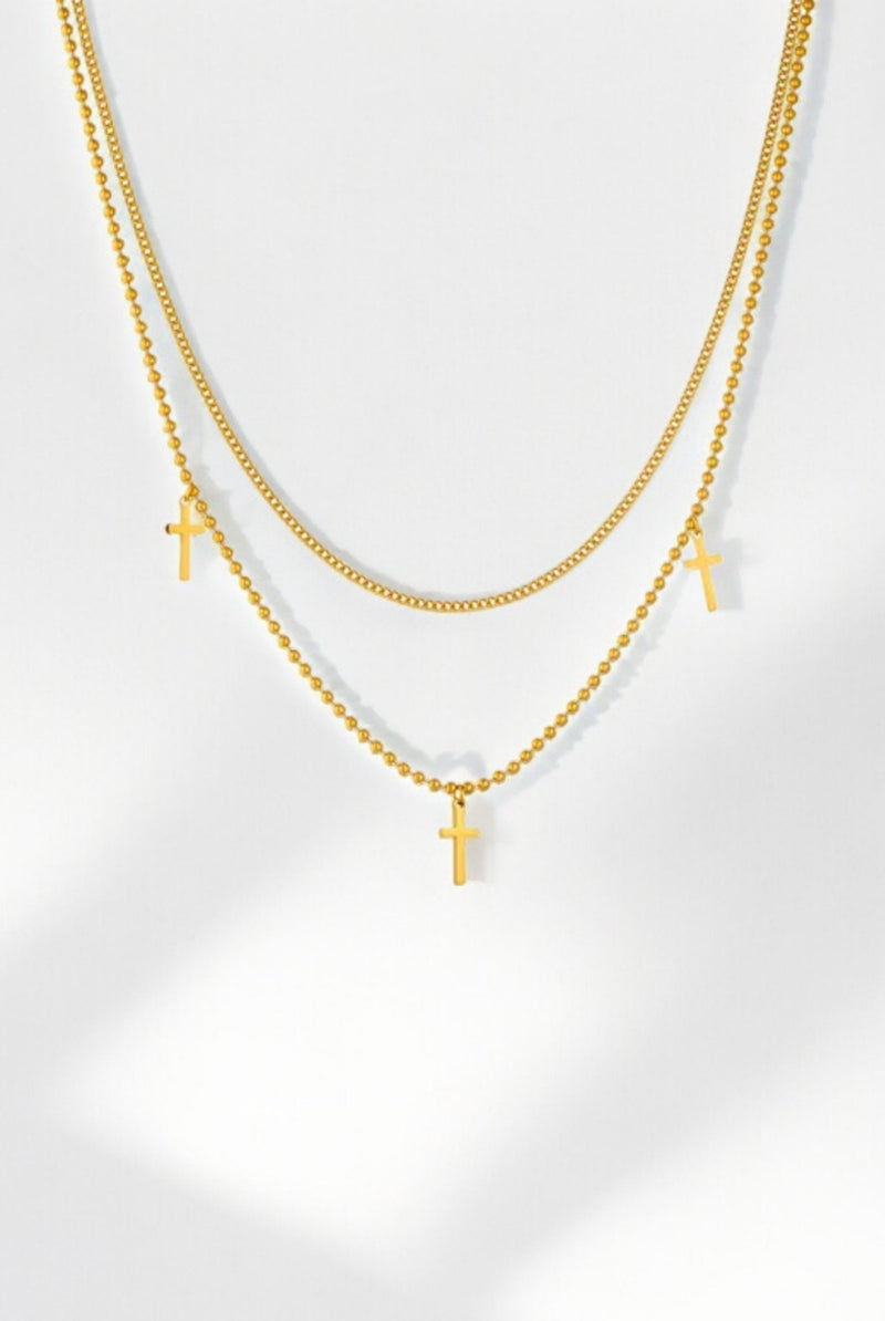 So Chic Layered 18k Gold - Plated Cross Necklace - A Meaningful Mood