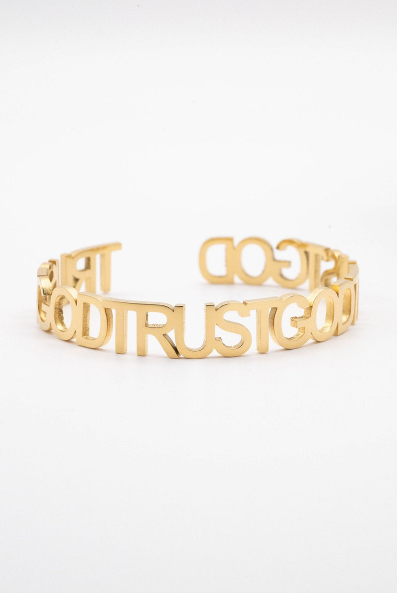 Trust God Bold Bangle 18k Gold - Plated - A Meaningful Mood