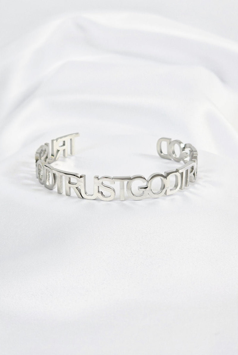 Trust God Bold Bangle Stainless Steel - A Meaningful Mood