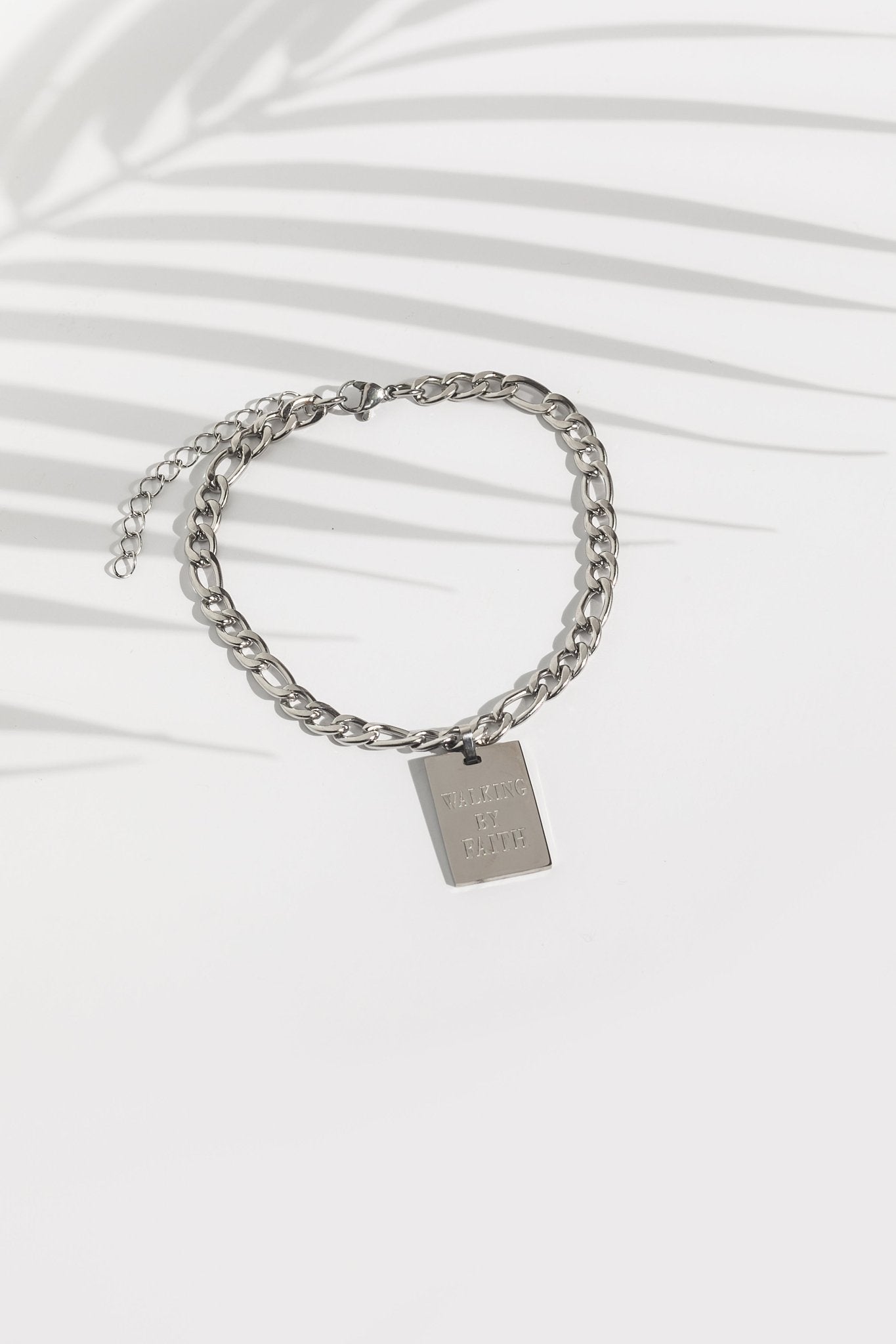 Walking By Faith Pendant Anklet Stainless Steel - A Meaningful Mood