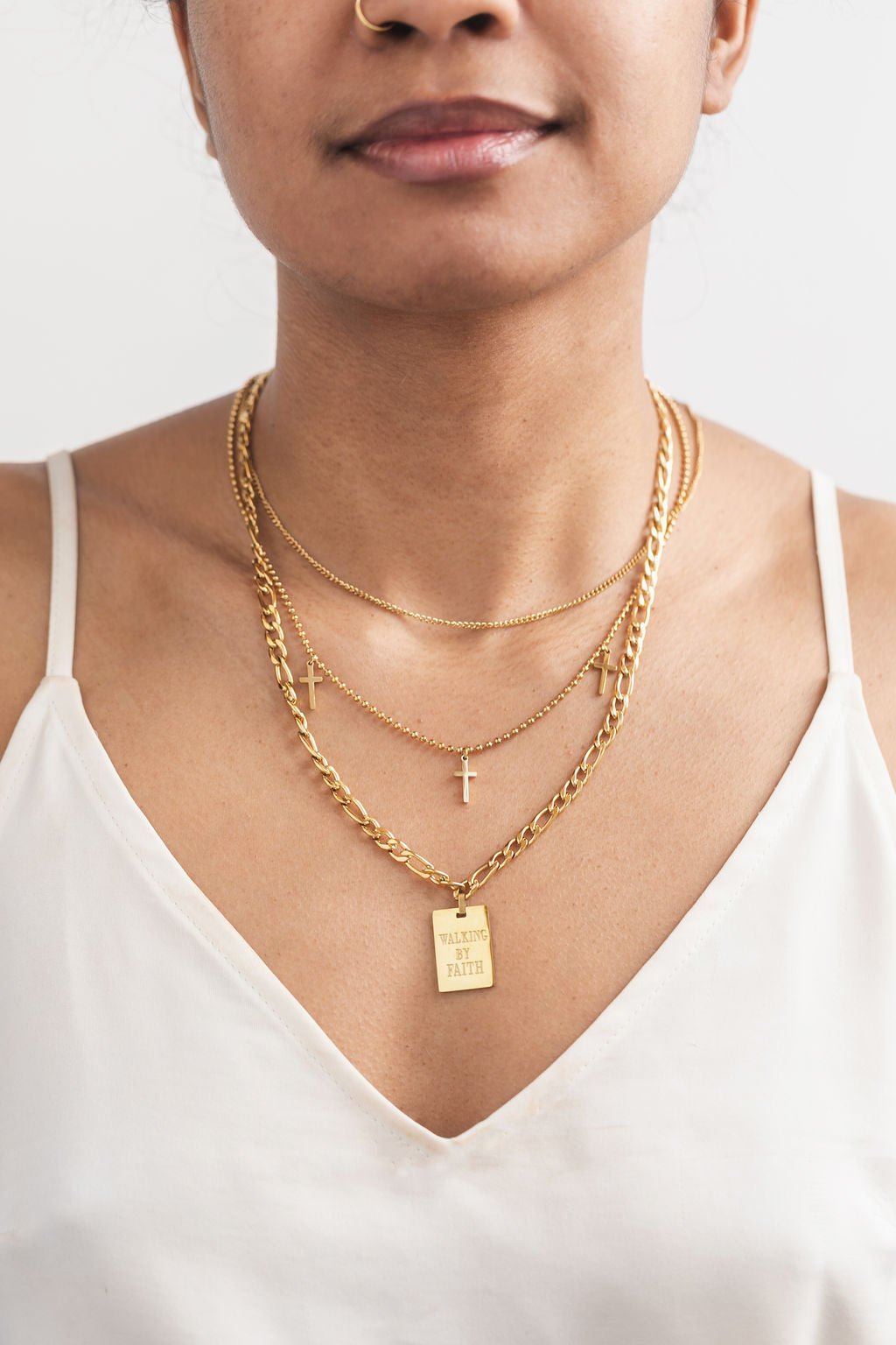 Walking By Faith Pendant Necklace 18k Gold - Plated - A Meaningful Mood