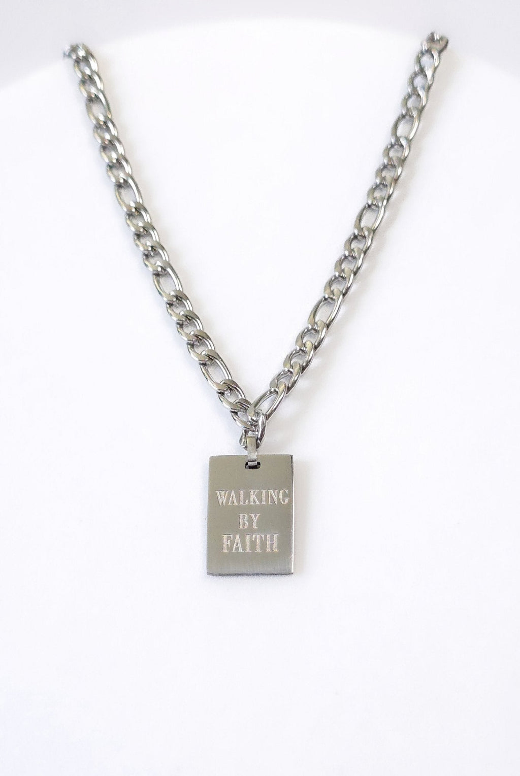 Walking By Faith Stainless Steel Pendant Necklace - A Meaningful Mood