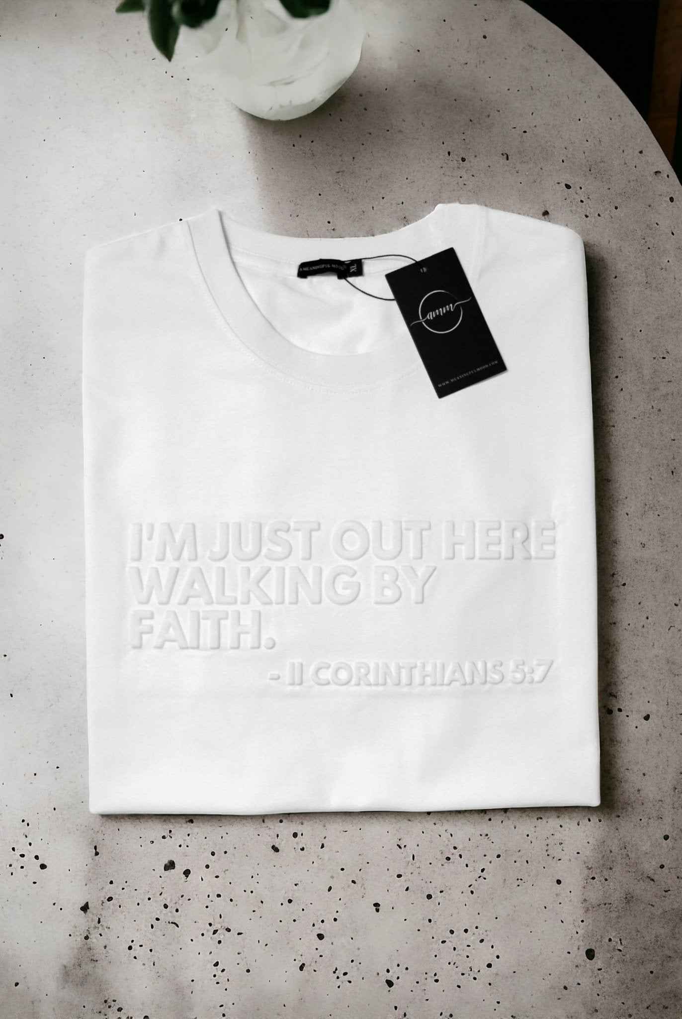 Walking By Faith Luxe Embossed Tee - A Meaningful Mood